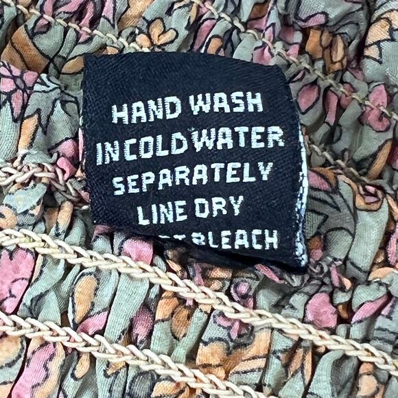 Zury Boho Floral Maxi Skirt Silk Blend Smocked Waist Free Size S Tiered Flowy - Picture 7 of 10